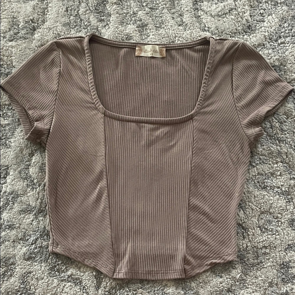 Altar'd State Ribbed light brown Crop Top